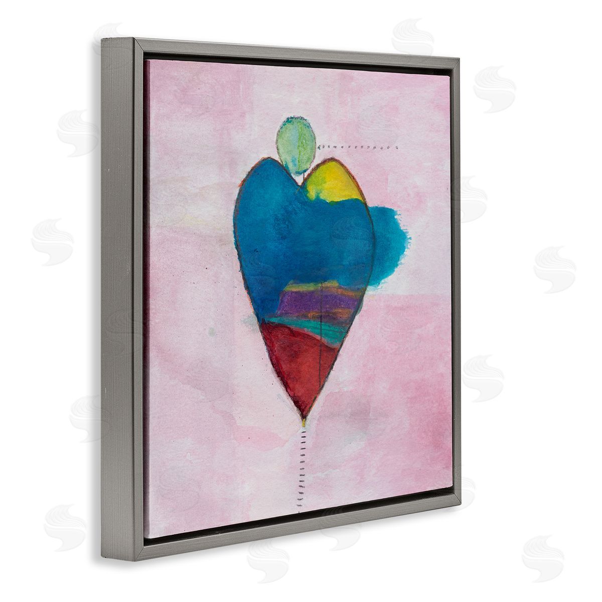 Michelle Oppenheimer Pink Contemporary Heart Circle Gray Floating Frame Canvas Wall Art Print