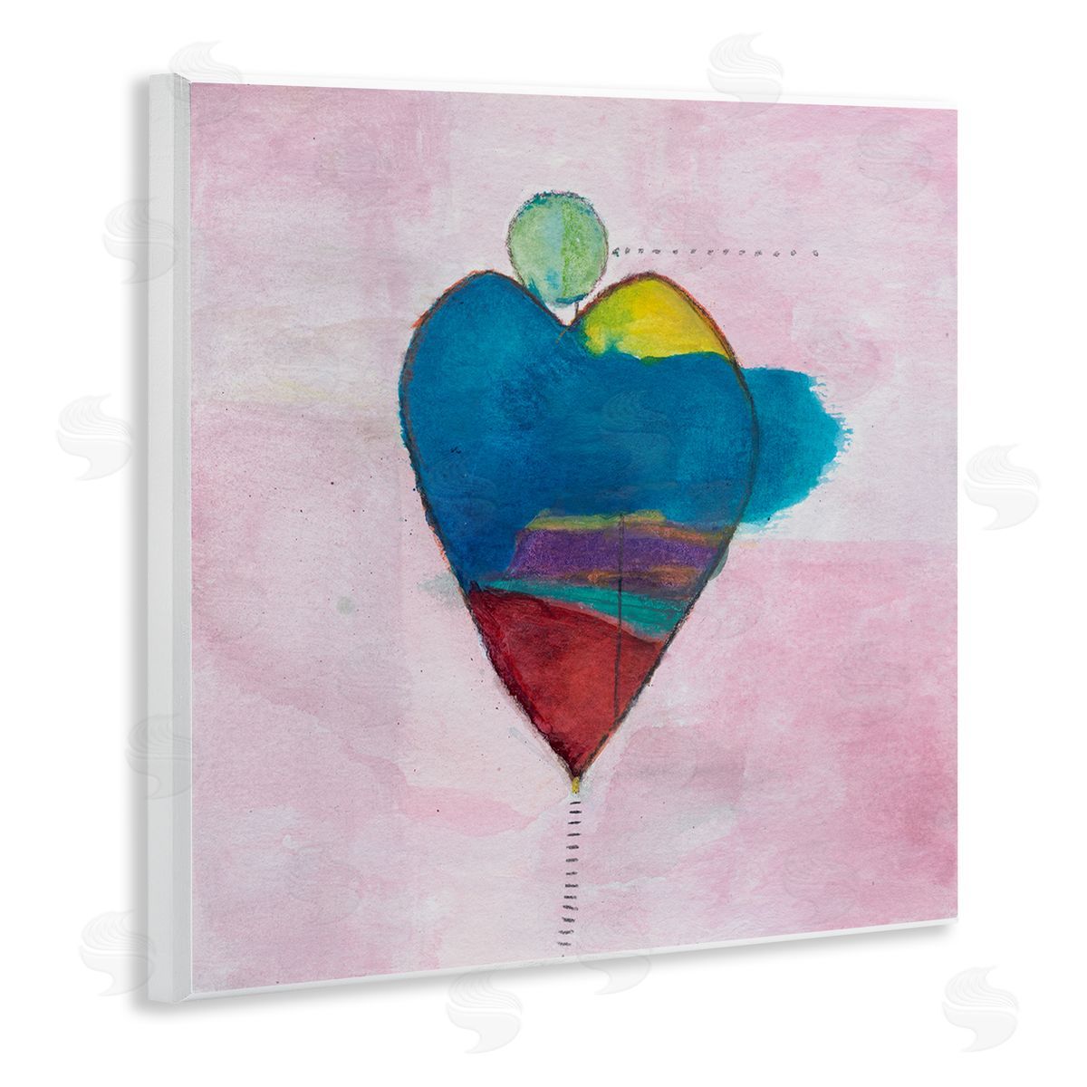 Michelle Oppenheimer Pink Contemporary Heart Circle Wooden Wall Plaque Art Print