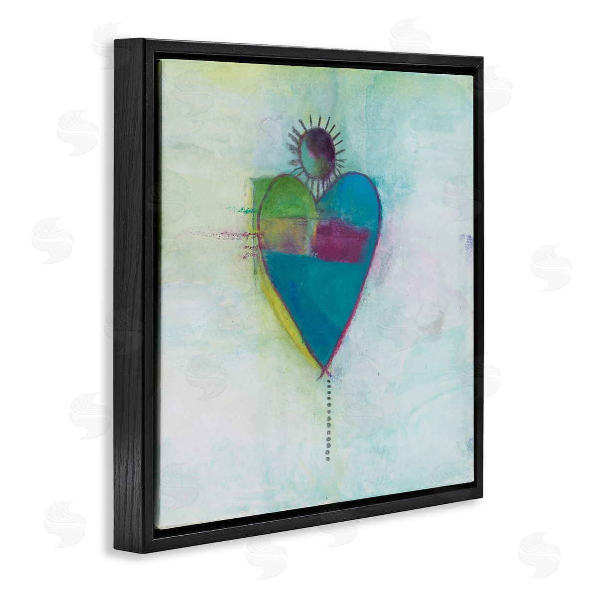 Michelle Oppenheimer Bold Sun Rays Heart Shape Black Floating Frame Canvas Wall Art Print