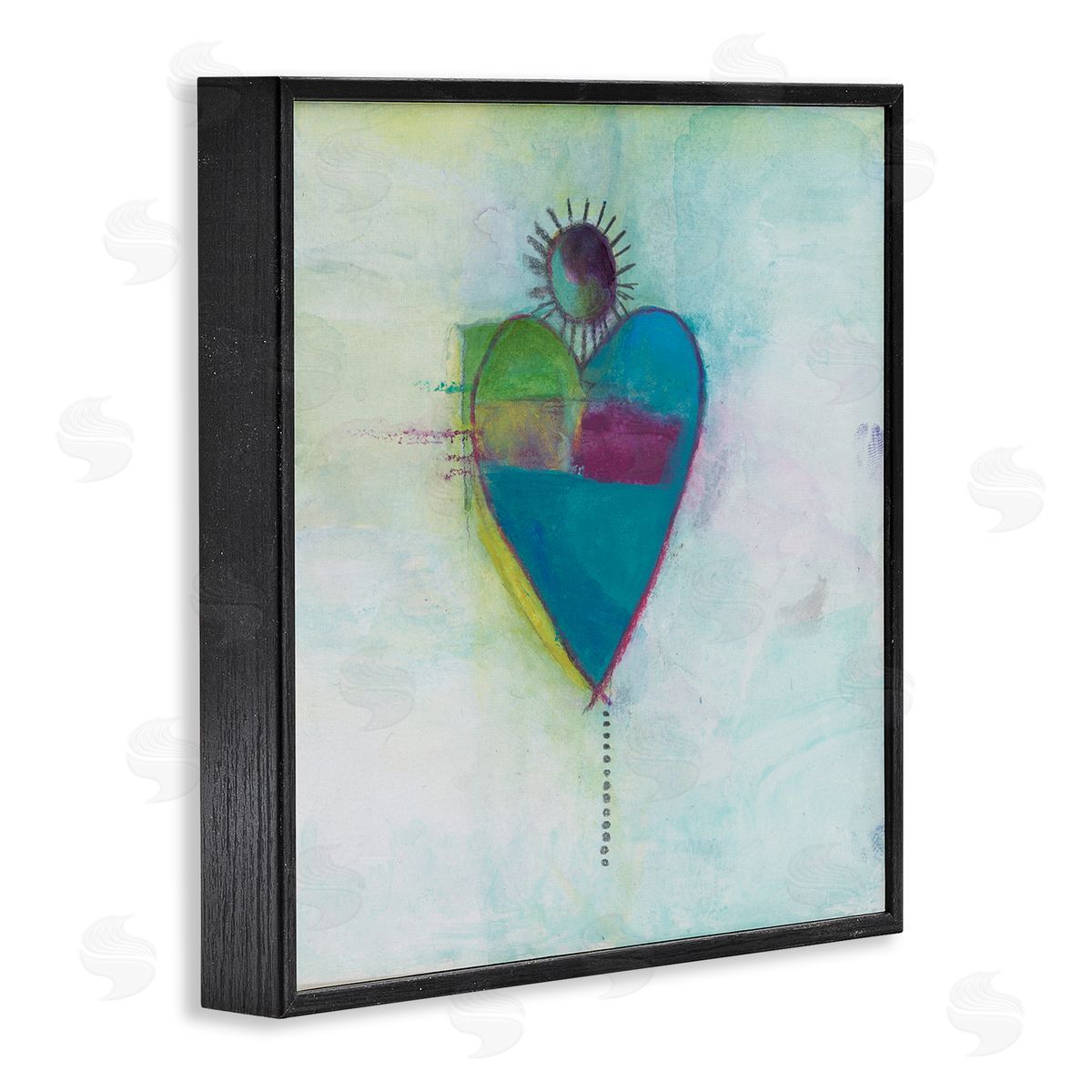 Michelle Oppenheimer Bold Sun Rays Heart Shape Black Framed Glicee Wall Art Print