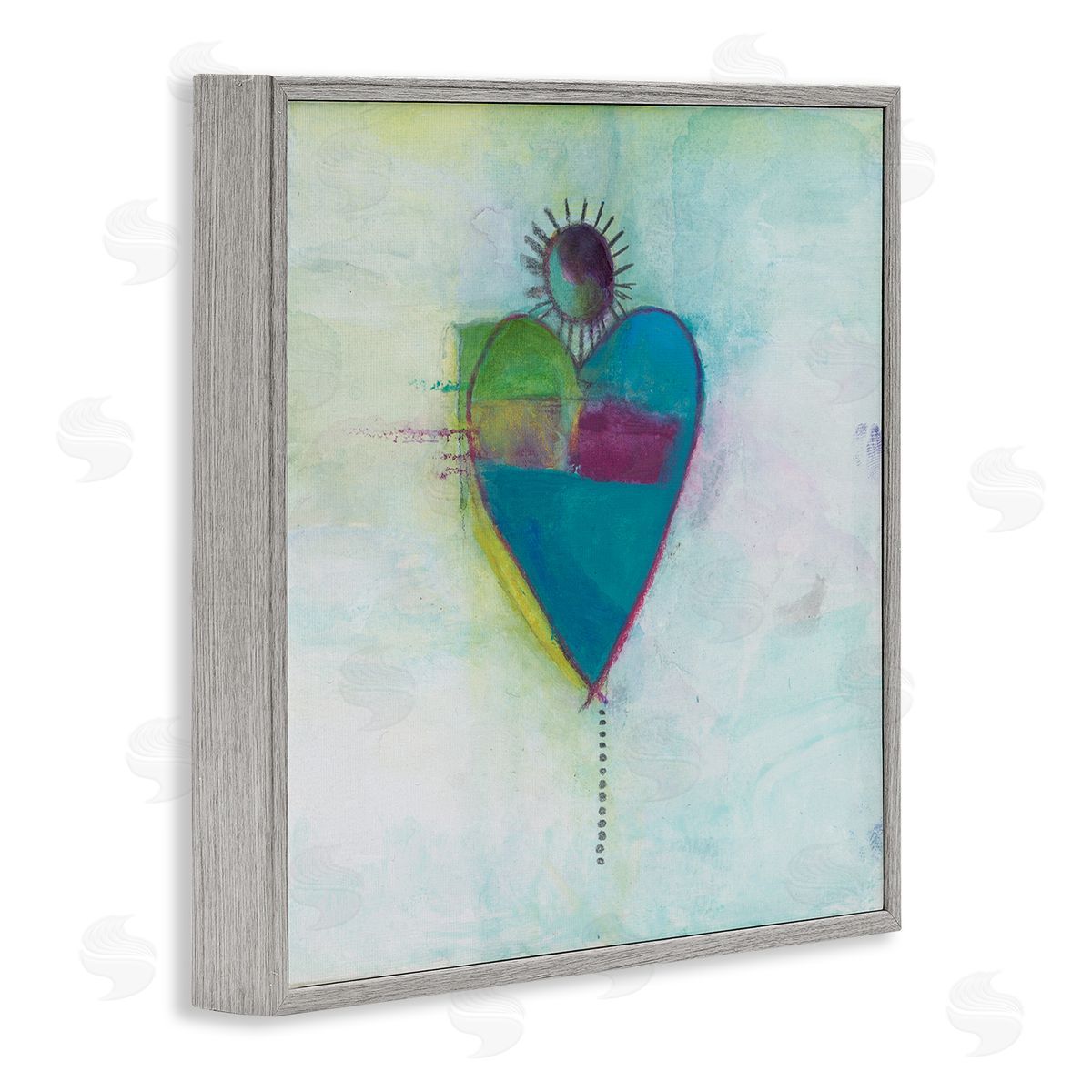 Michelle Oppenheimer Bold Sun Rays Heart Shape Gray Framed Glicee Wall Art Print