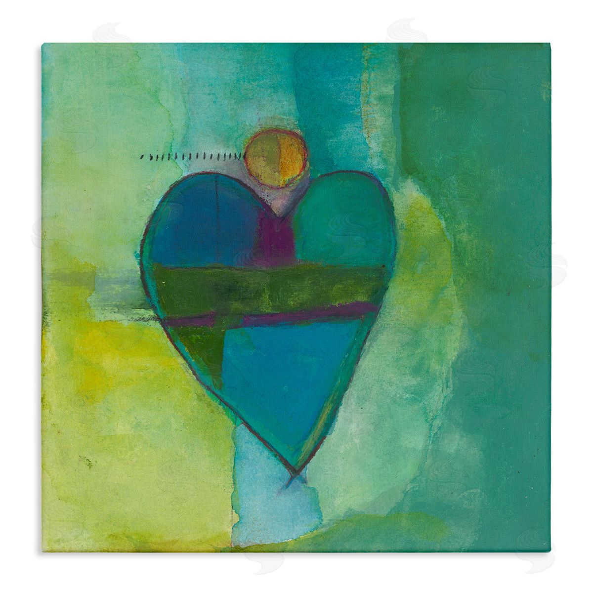 Michelle Oppenheimer Green Vivid Heart Shape Stretched Canvas Wall Art Print