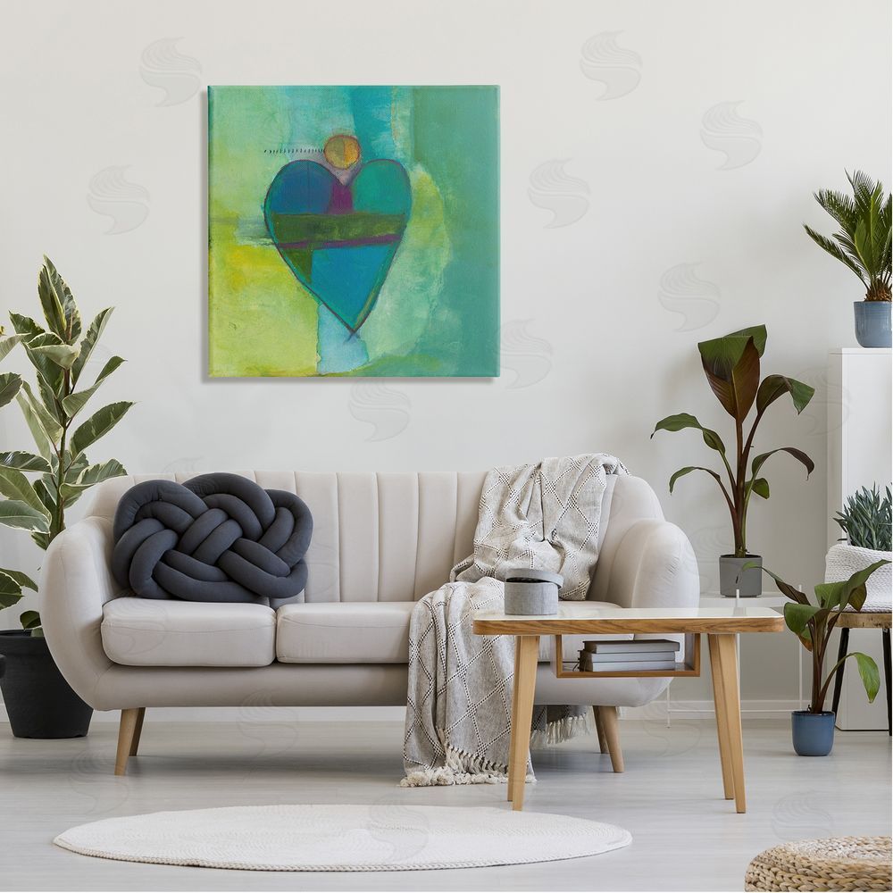 Michelle Oppenheimer Green Vivid Heart Shape Canvas Wall Art in Room