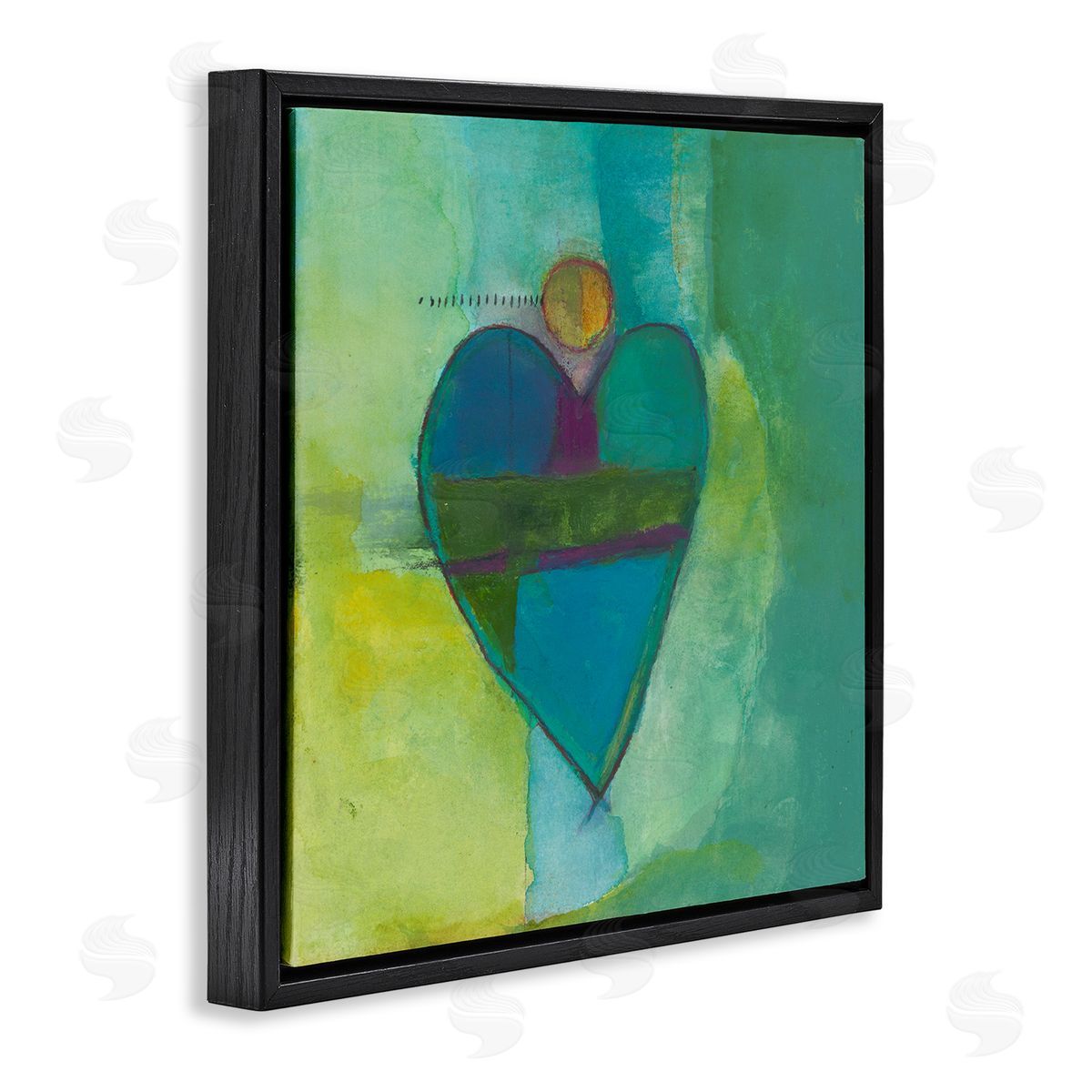 Michelle Oppenheimer Green Vivid Heart Shape Black Floating Frame Canvas Wall Art Print