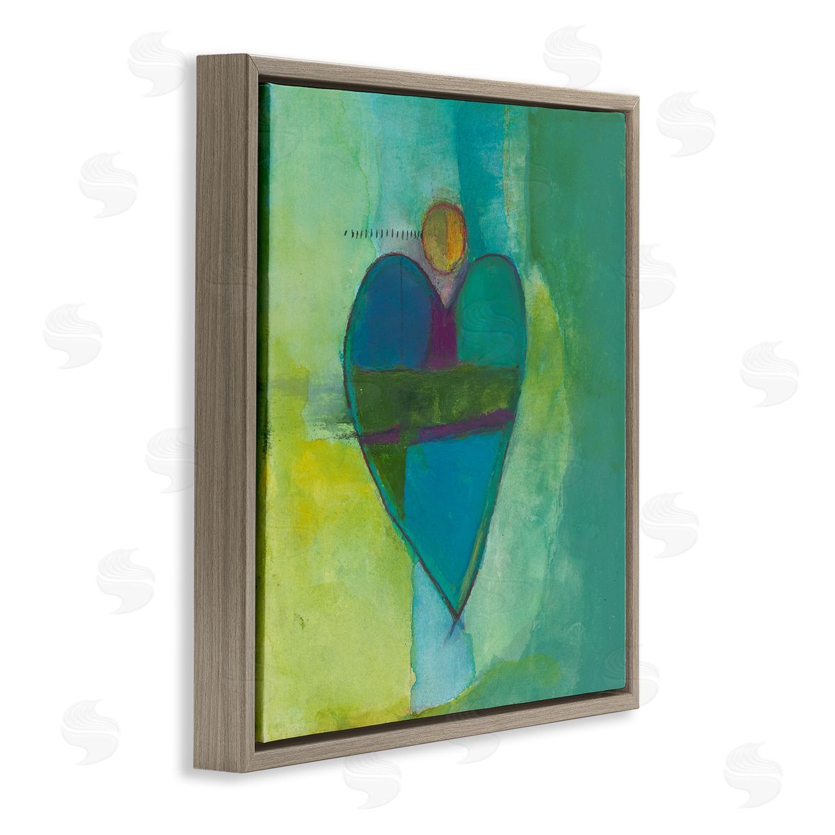 Michelle Oppenheimer Green Vivid Heart Shape Brown Floating Frame Canvas Wall Art Print