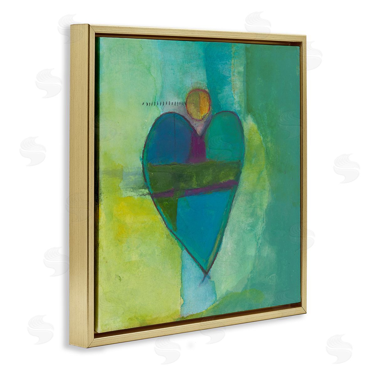 Michelle Oppenheimer Green Vivid Heart Shape Gold Floating Frame Canvas Wall Art Print