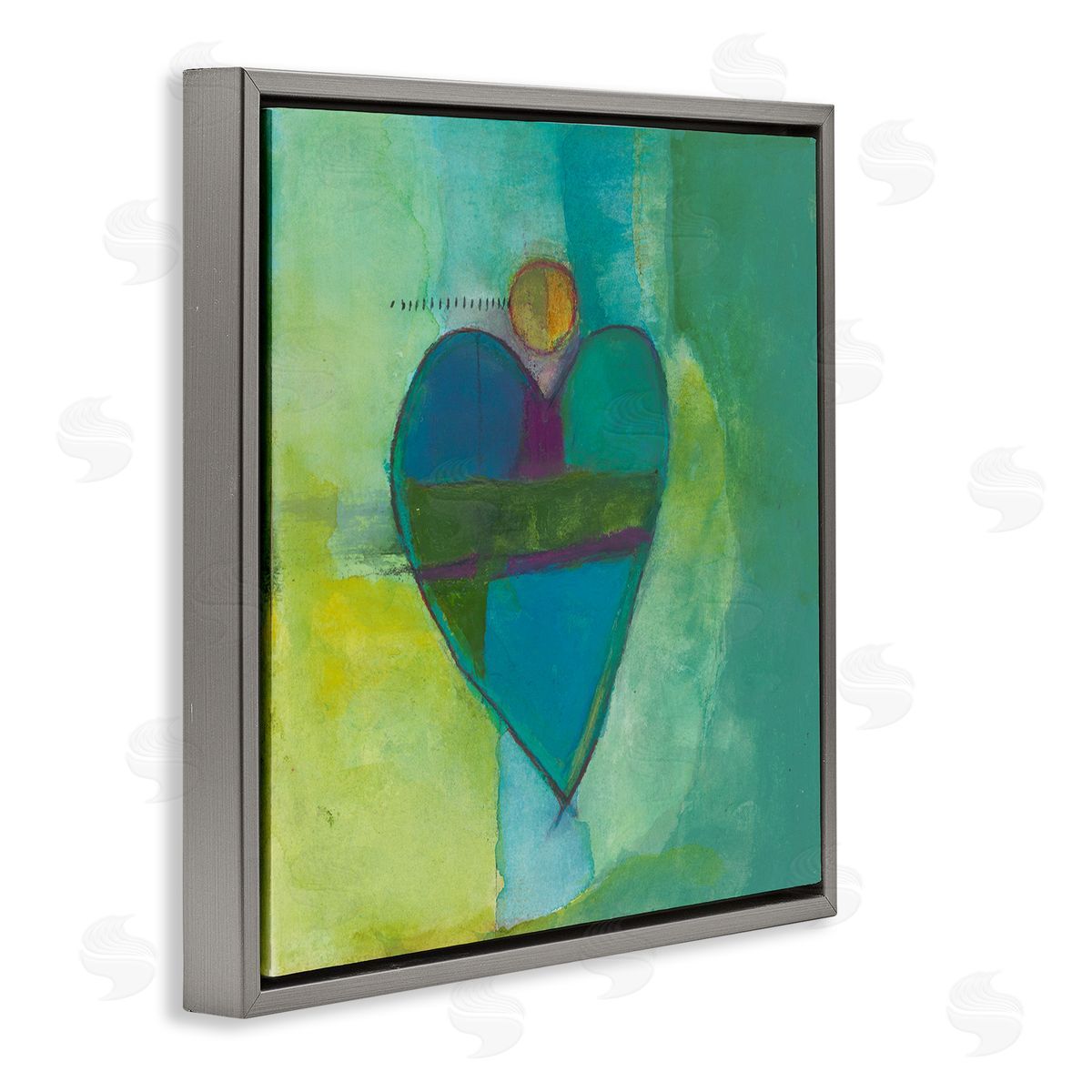 Michelle Oppenheimer Green Vivid Heart Shape Gray Floating Frame Canvas Wall Art Print
