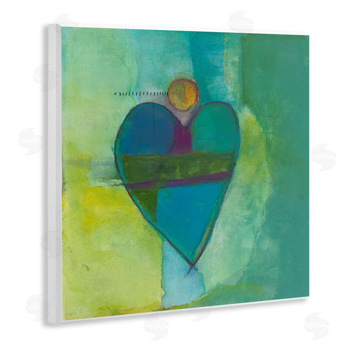 Michelle Oppenheimer Green Vivid Heart Shape Wooden Wall Plaque Art Print
