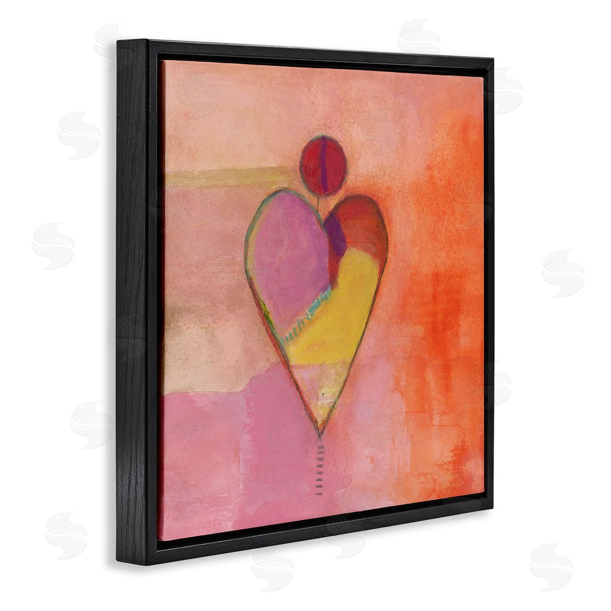 Michelle Oppenheimer Bold Heart Circle Pattern Black Floating Frame Canvas Wall Art Print