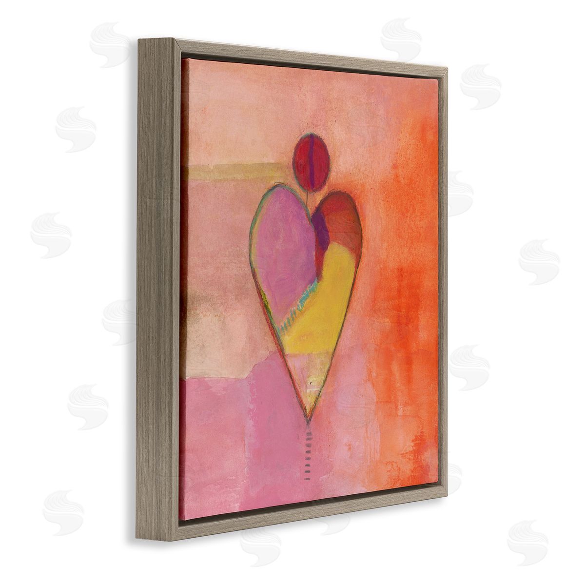 Michelle Oppenheimer Bold Heart Circle Pattern Brown Floating Frame Canvas Wall Art Print