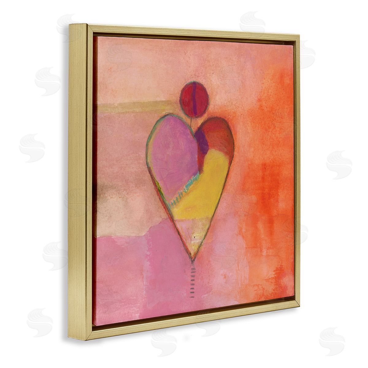 Michelle Oppenheimer Bold Heart Circle Pattern Gold Floating Frame Canvas Wall Art Print