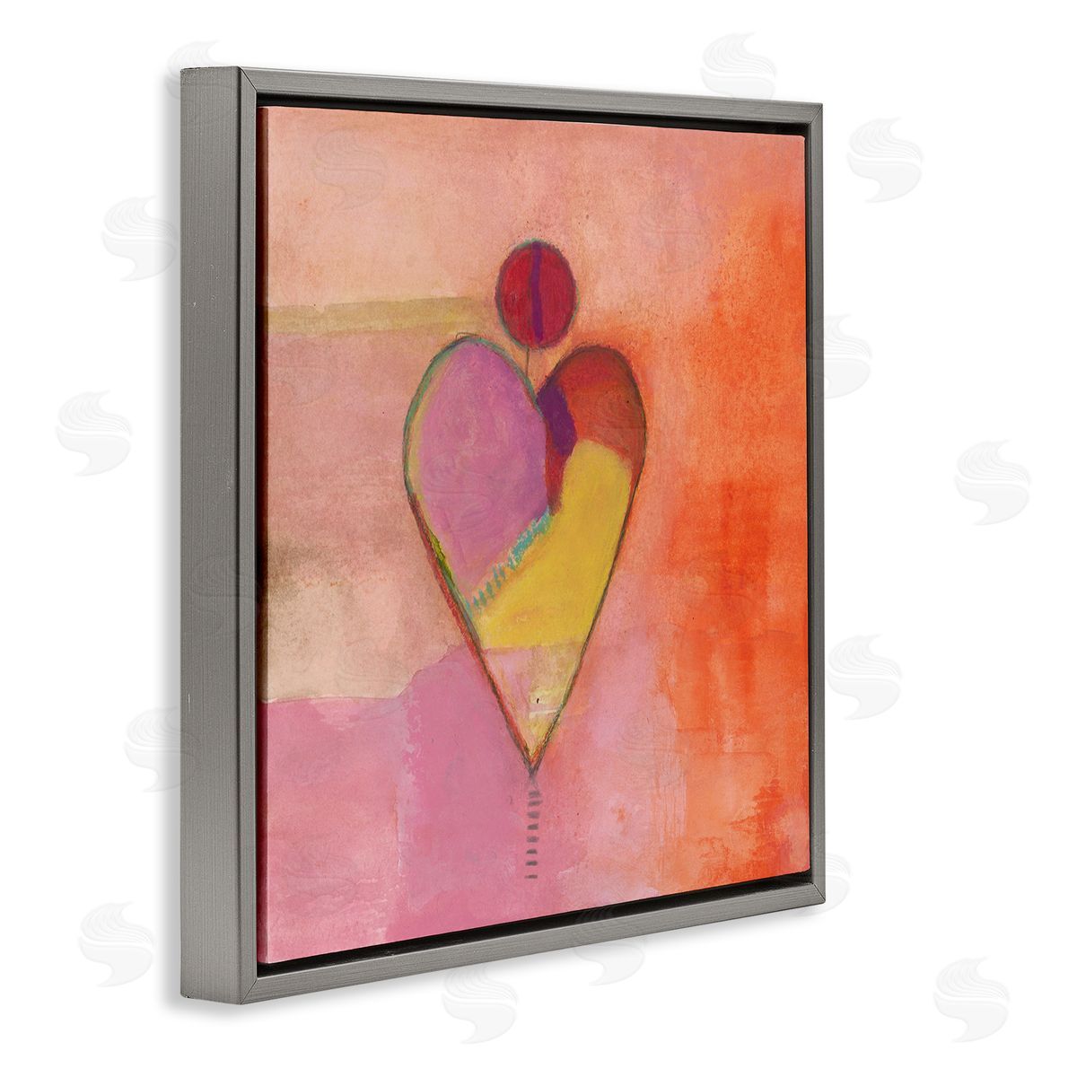 Michelle Oppenheimer Bold Heart Circle Pattern Gray Floating Frame Canvas Wall Art Print