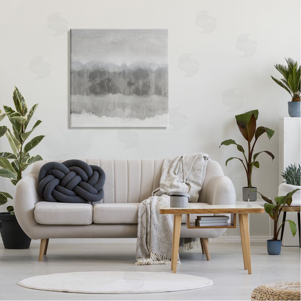 Rachel Springer Grey Abstract Nature Fog Canvas Wall Art in Room