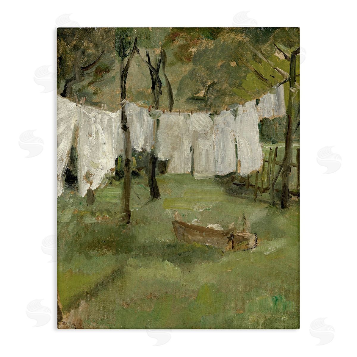 Lettered and Lined Classic Clothesline Yard Scene