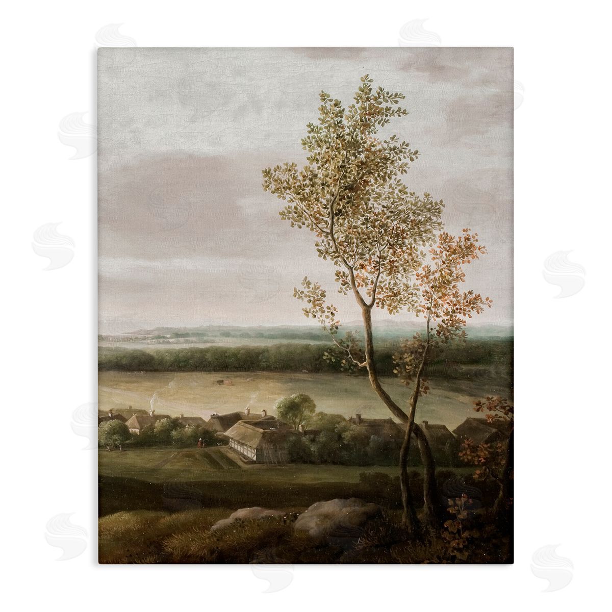 Lettered and Lined Classic Coastal House Nature Painting