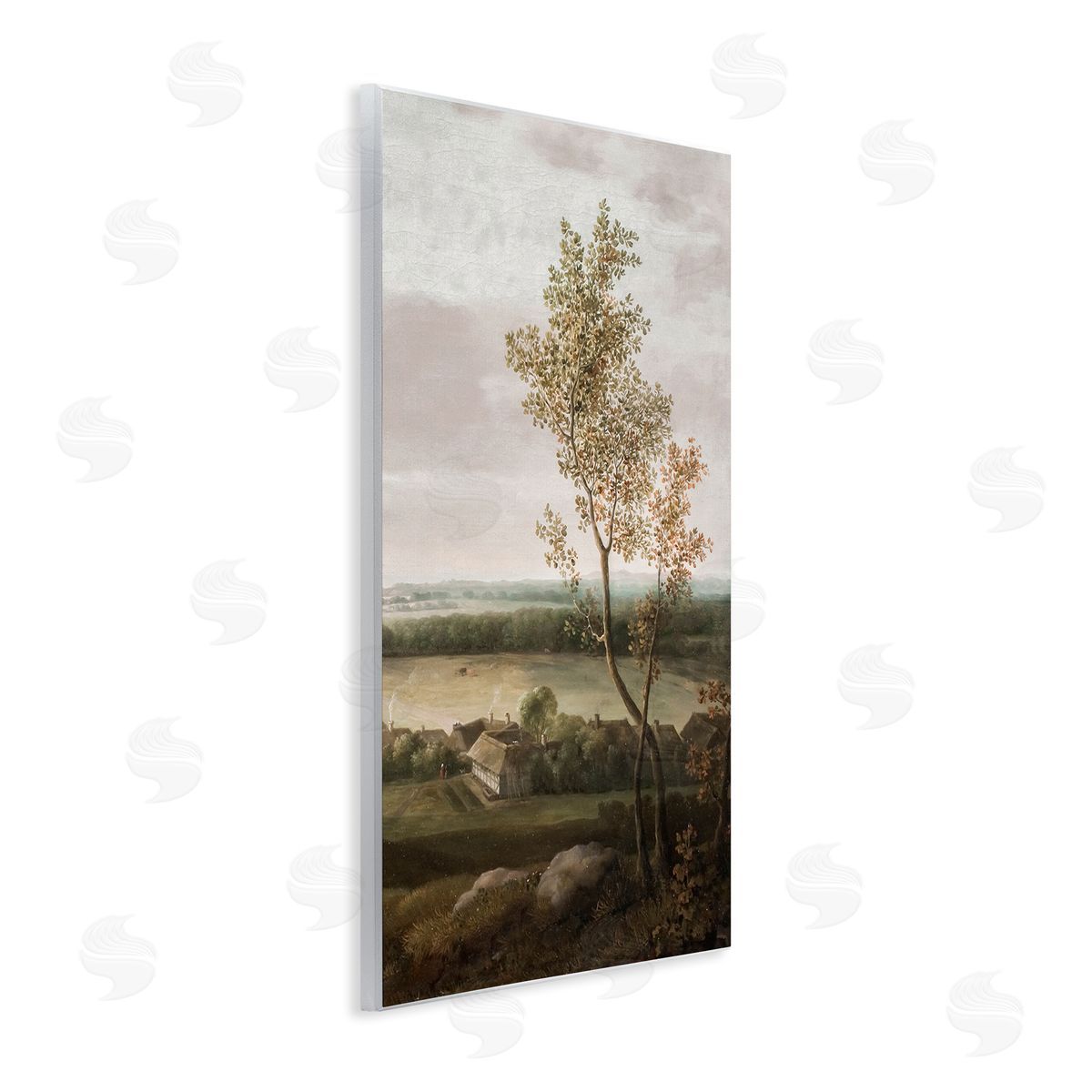 Lettered and Lined Classic Coastal House Nature Painting