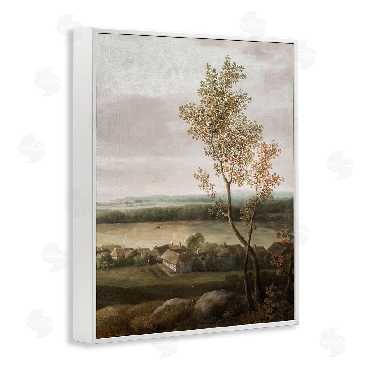 Lettered and Lined Classic Coastal House Nature Painting