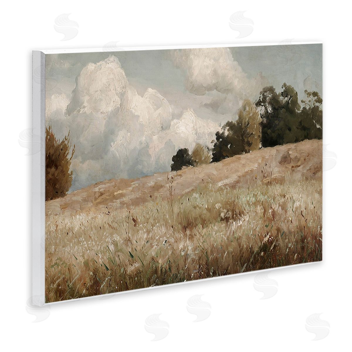 Classic Cloudy Field Landscape Wood Plaque Wall Art, Home Decor by Lettered and Lined
