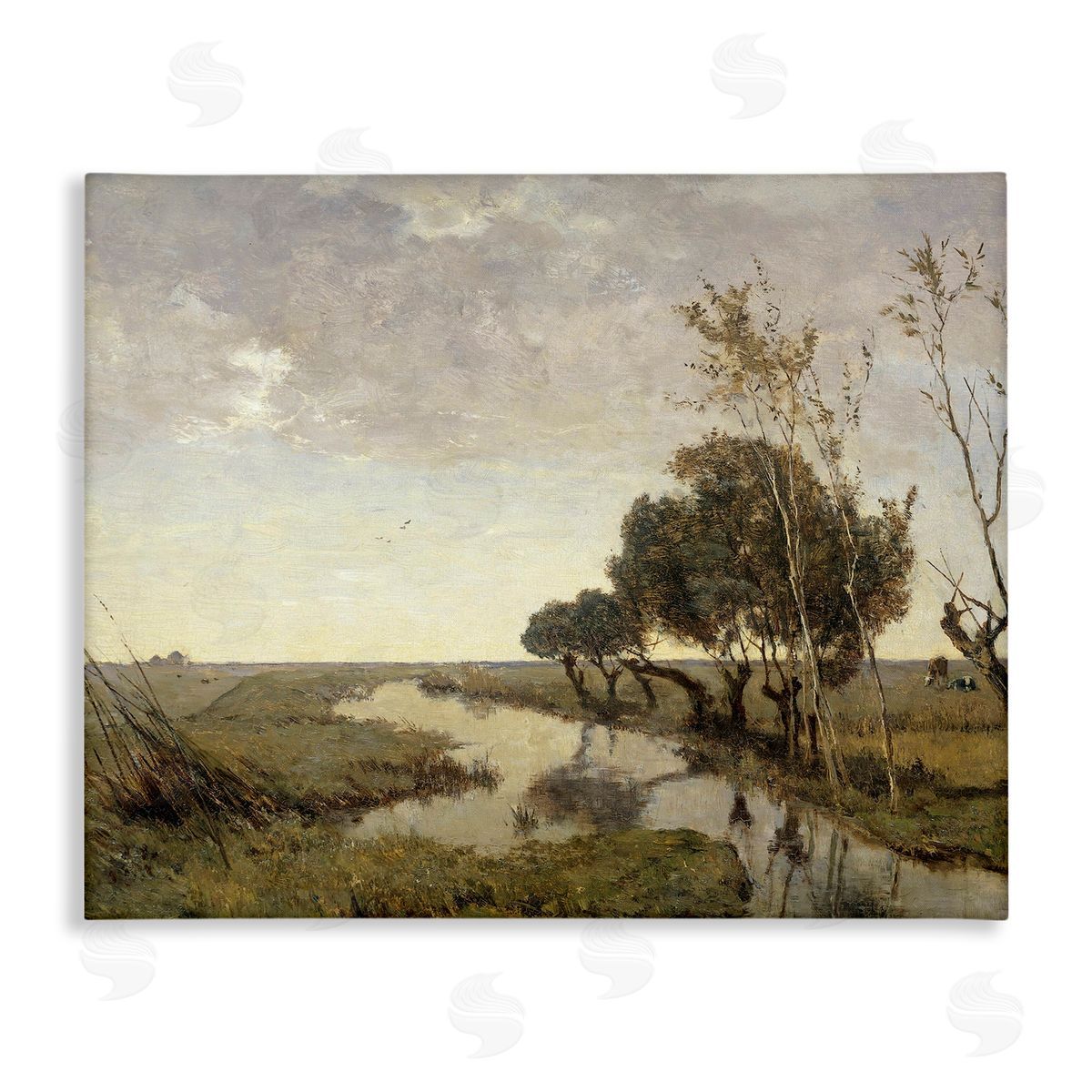 Lettered and Lined Classic Stream Animals Grazing