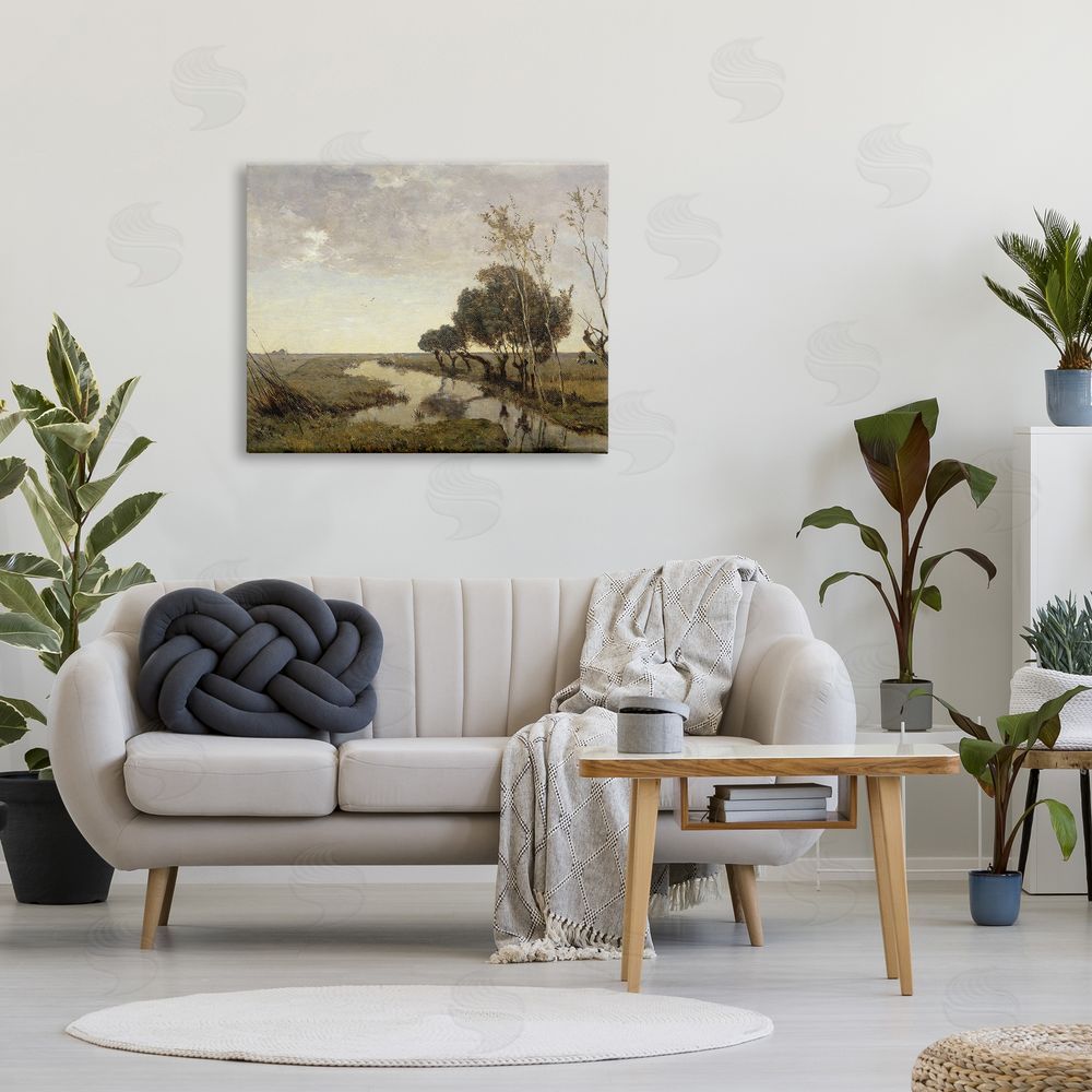 Lettered and Lined Classic Stream Animals Grazing