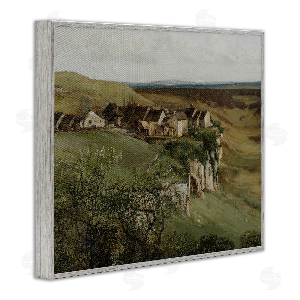 Lettered and Lined Cliff Cottages Rural Landscape