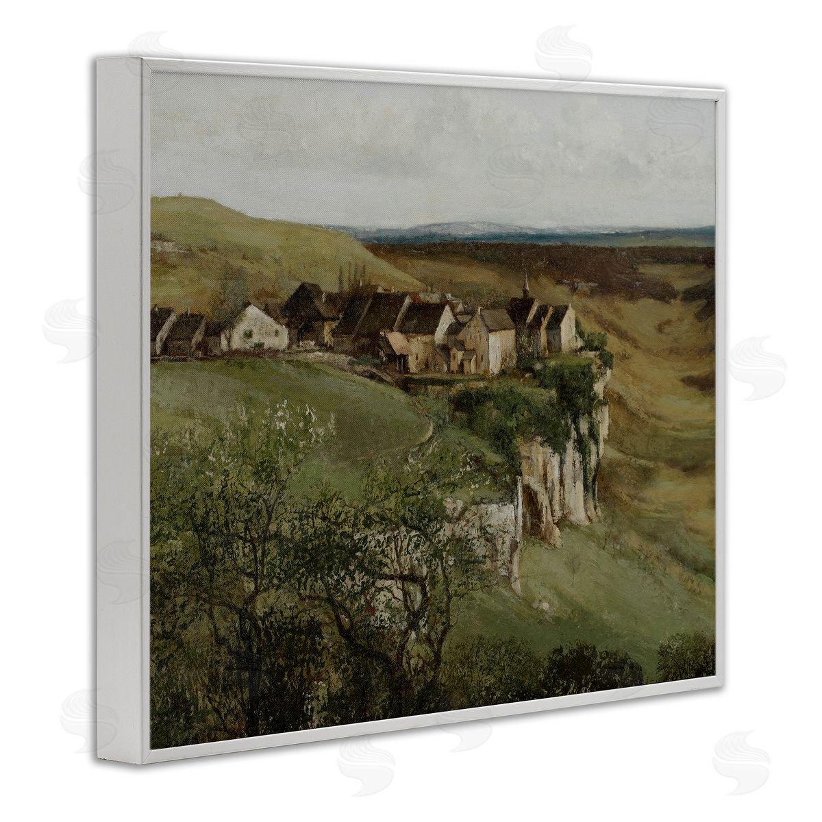 Lettered and Lined Cliff Cottages Rural Landscape