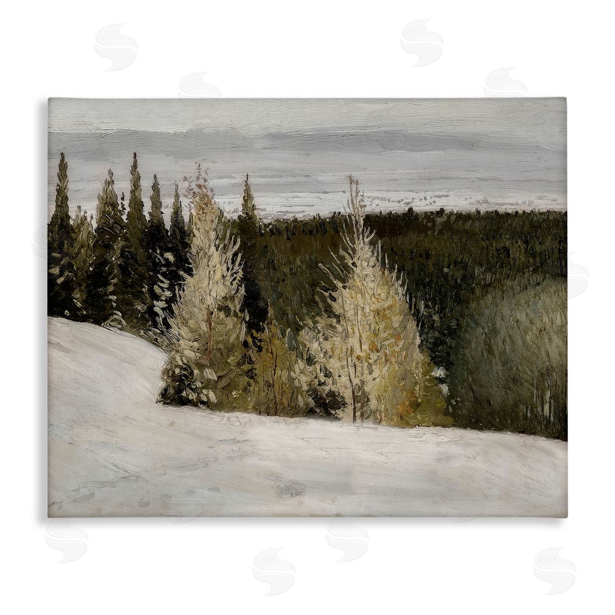 Lettered and Lined Snowy Slopes Woodland Nature