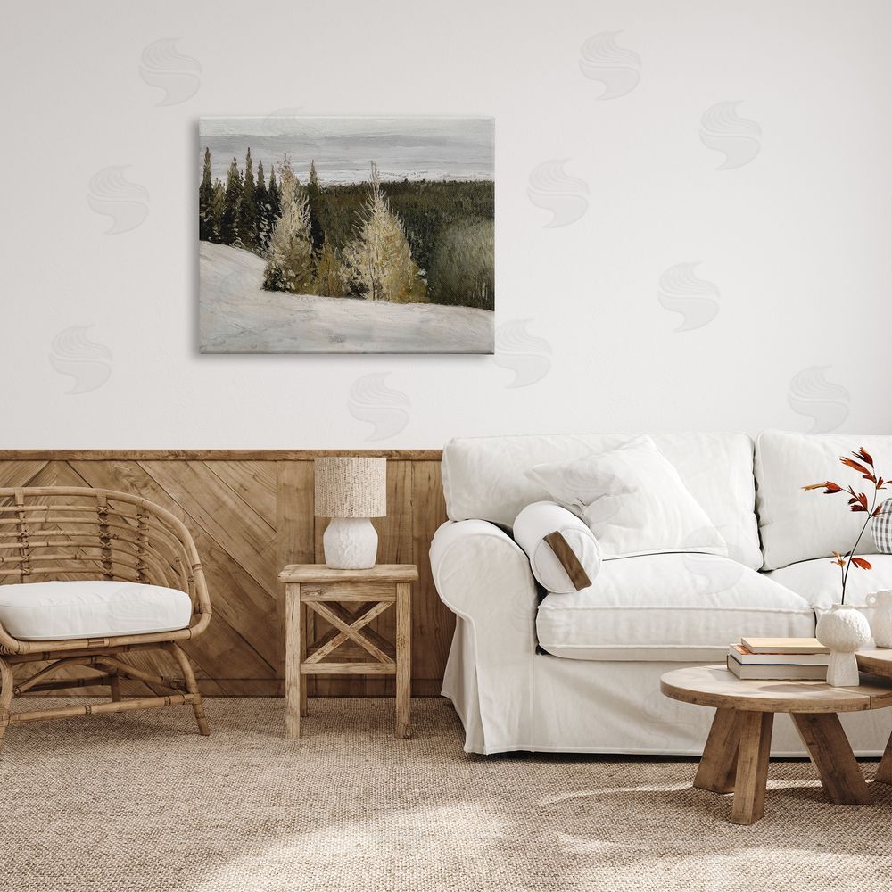 Lettered and Lined Snowy Slopes Woodland Nature