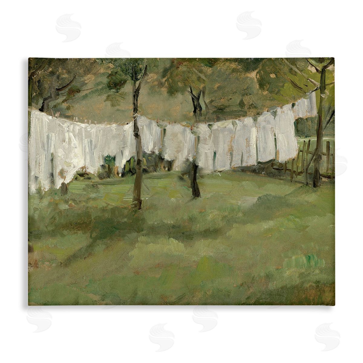 Abstract Country Clothesline Scene Canvas Wall Art, Home Decor by Lettered and Lined
