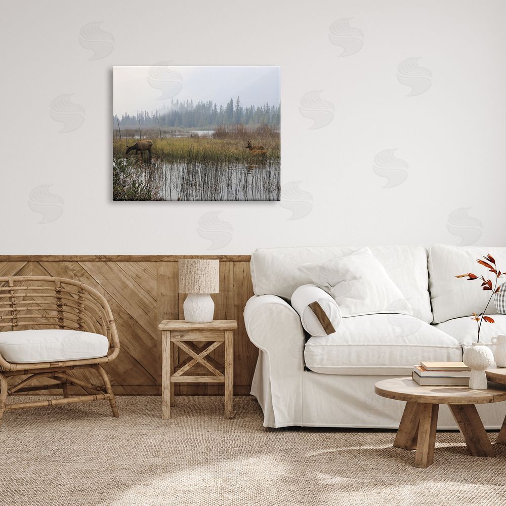 Carol Robinson Animals Grazing Creek Landscape