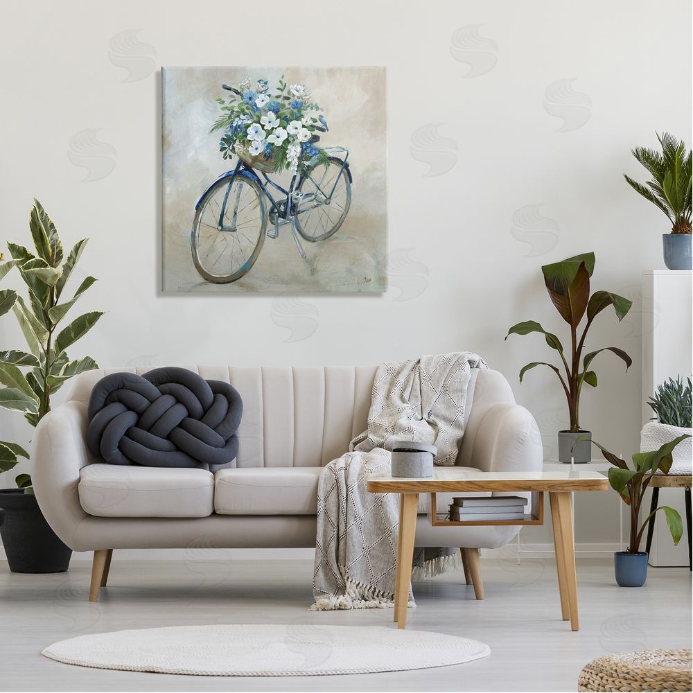 Nan Flower Blooms Bicycle Basket Canvas Wall Art in Room