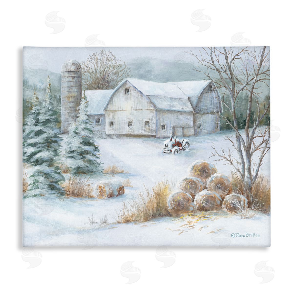 Pam Britton Niveous Country Barn Snow Scene