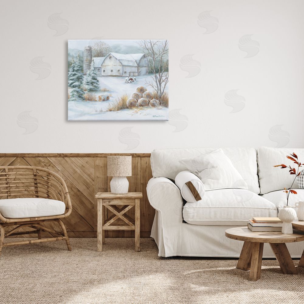 Pam Britton Niveous Country Barn Snow Scene