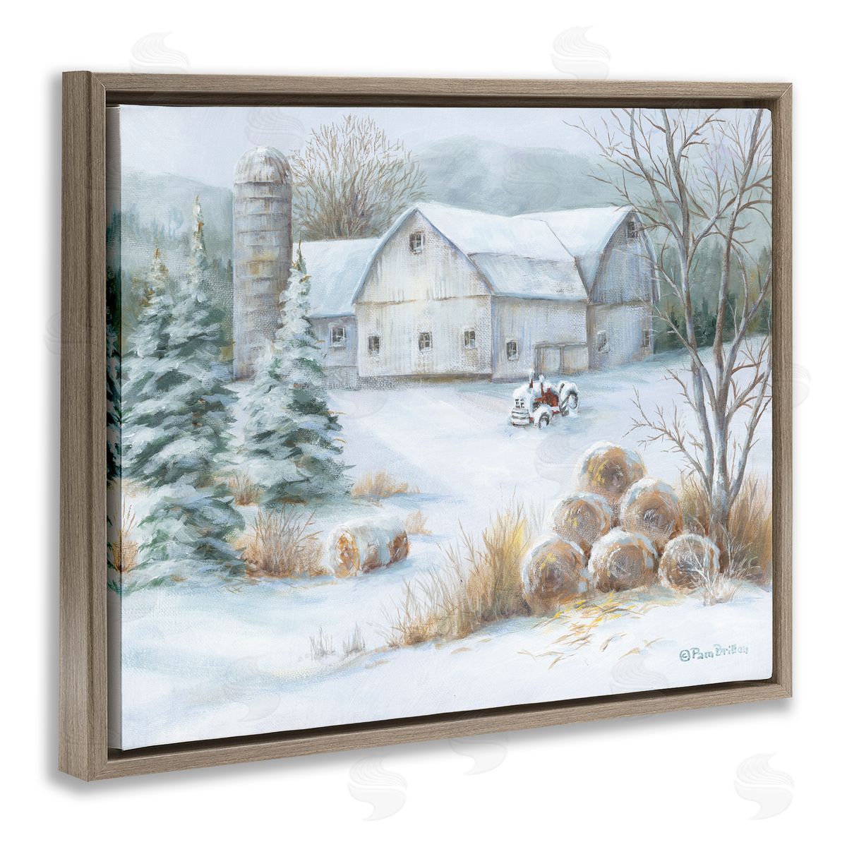 Pam Britton Niveous Country Barn Snow Scene