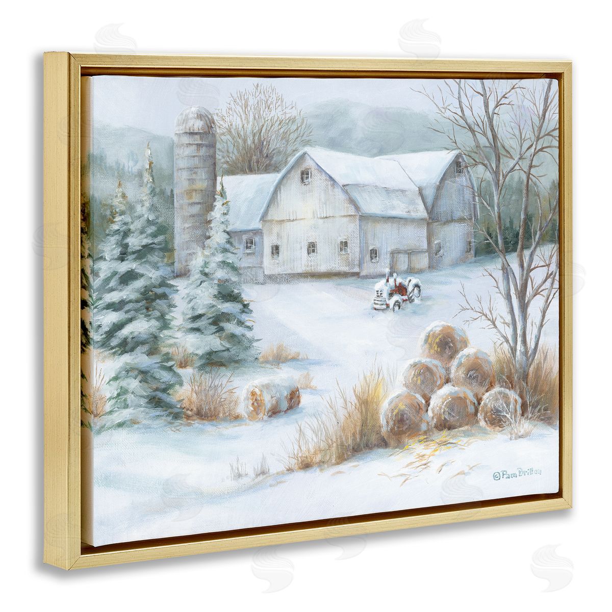 Pam Britton Niveous Country Barn Snow Scene