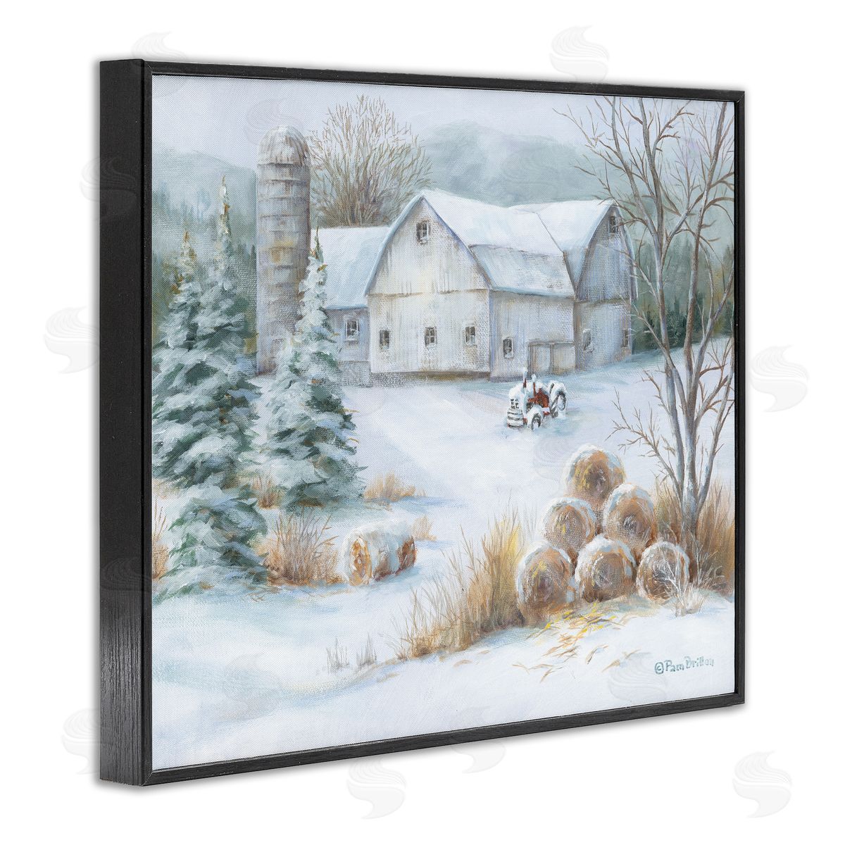 Pam Britton Niveous Country Barn Snow Scene