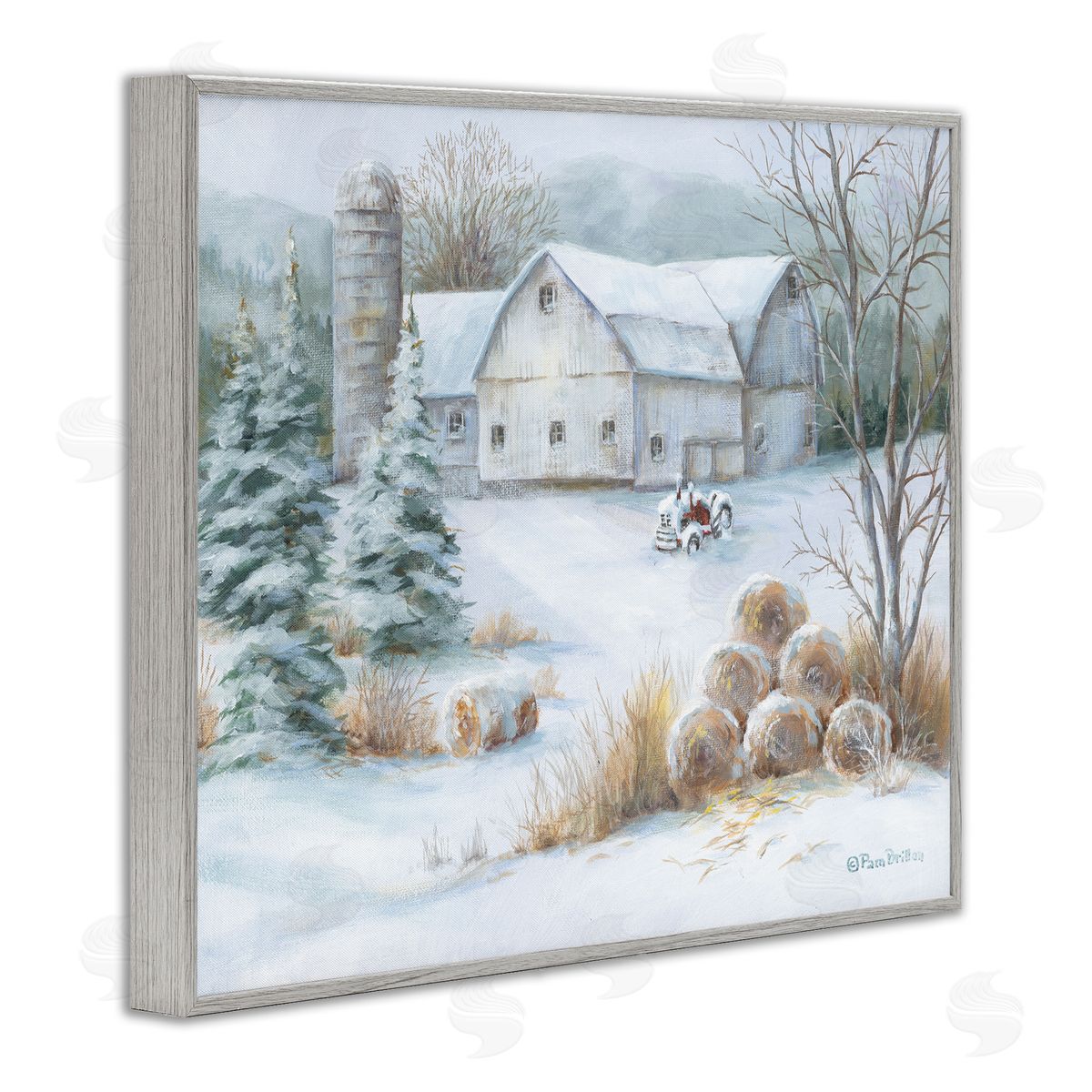 Pam Britton Niveous Country Barn Snow Scene
