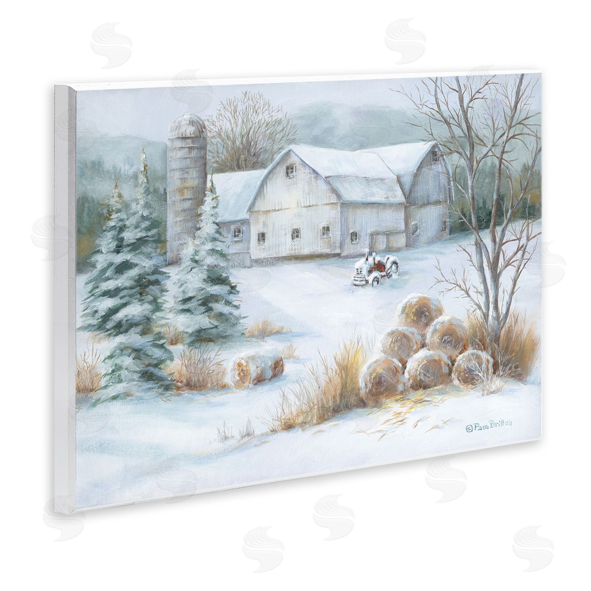 Pam Britton Niveous Country Barn Snow Scene