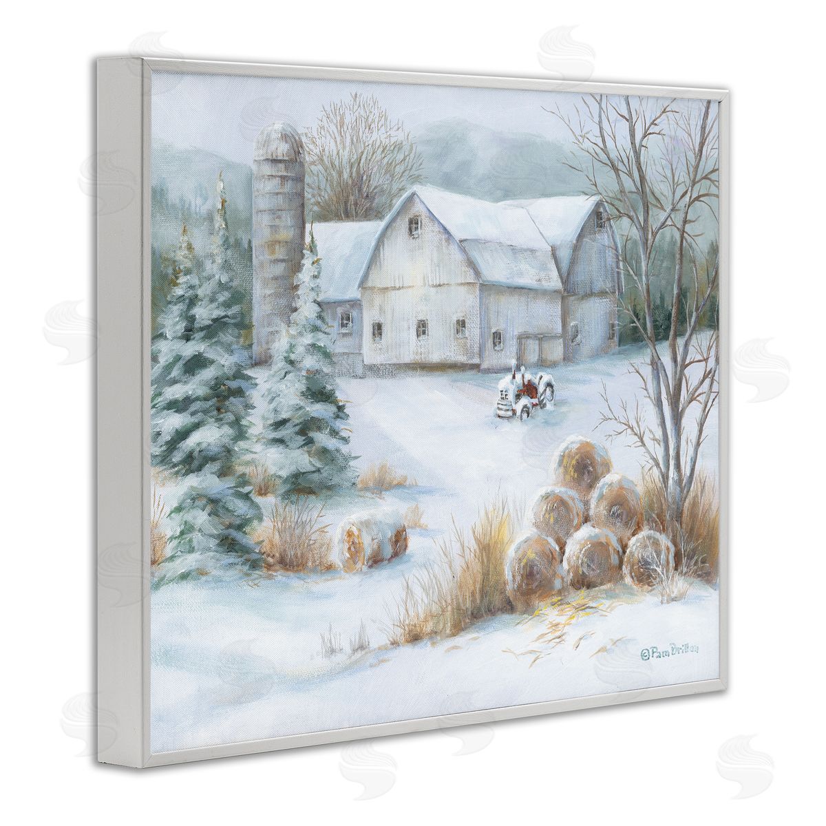 Pam Britton Niveous Country Barn Snow Scene