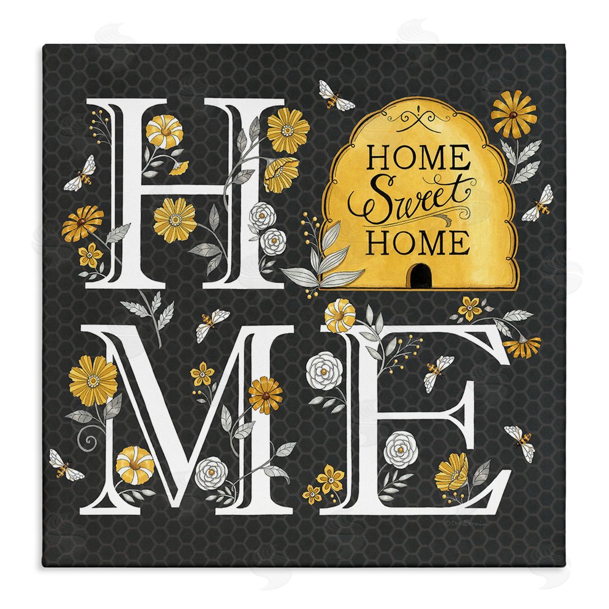 Deb Strain Hive Pattern Sweet Home Botanicals Stretched Canvas Wall Art Print