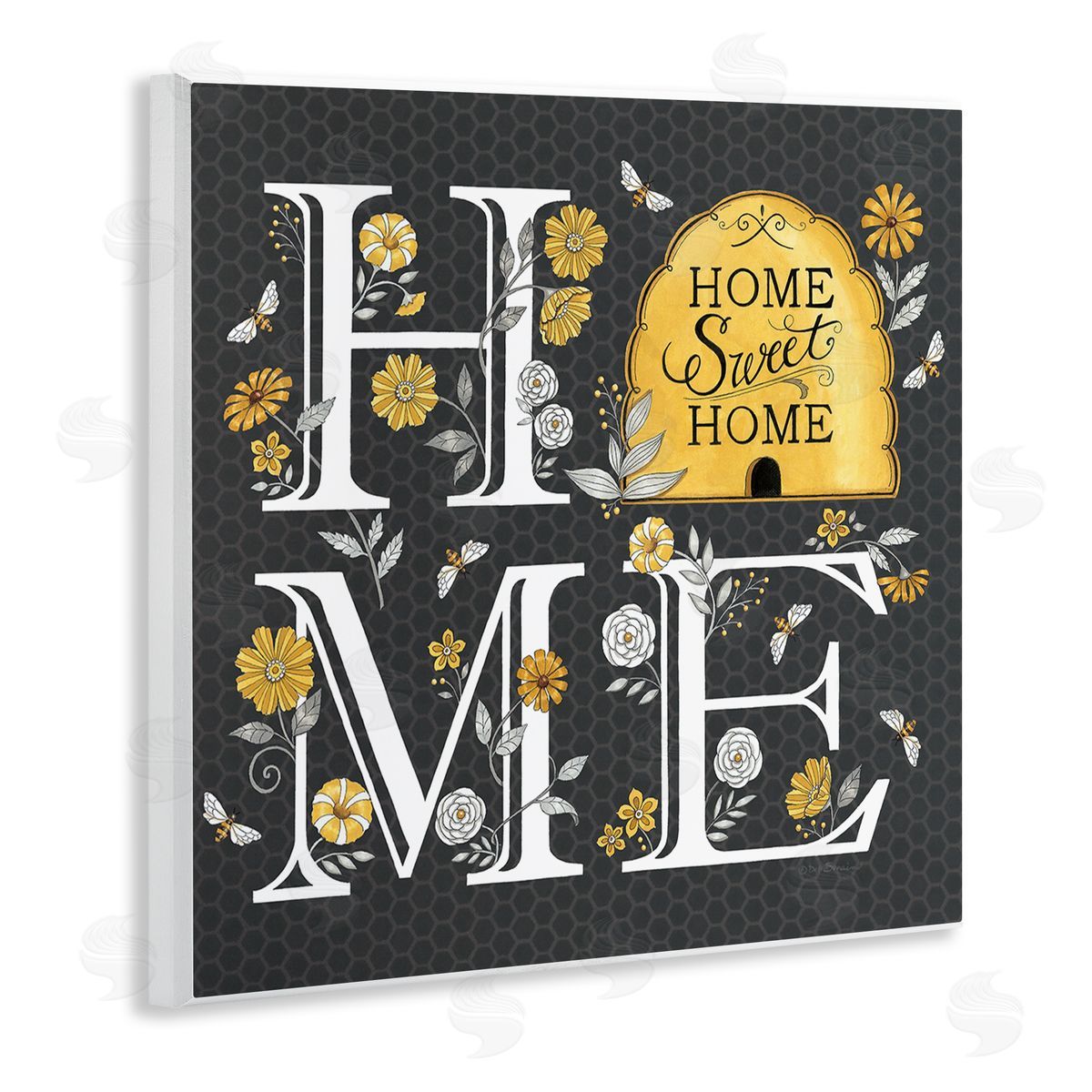 Deb Strain Hive Pattern Sweet Home Botanicals Wooden Wall Plaque Art Print