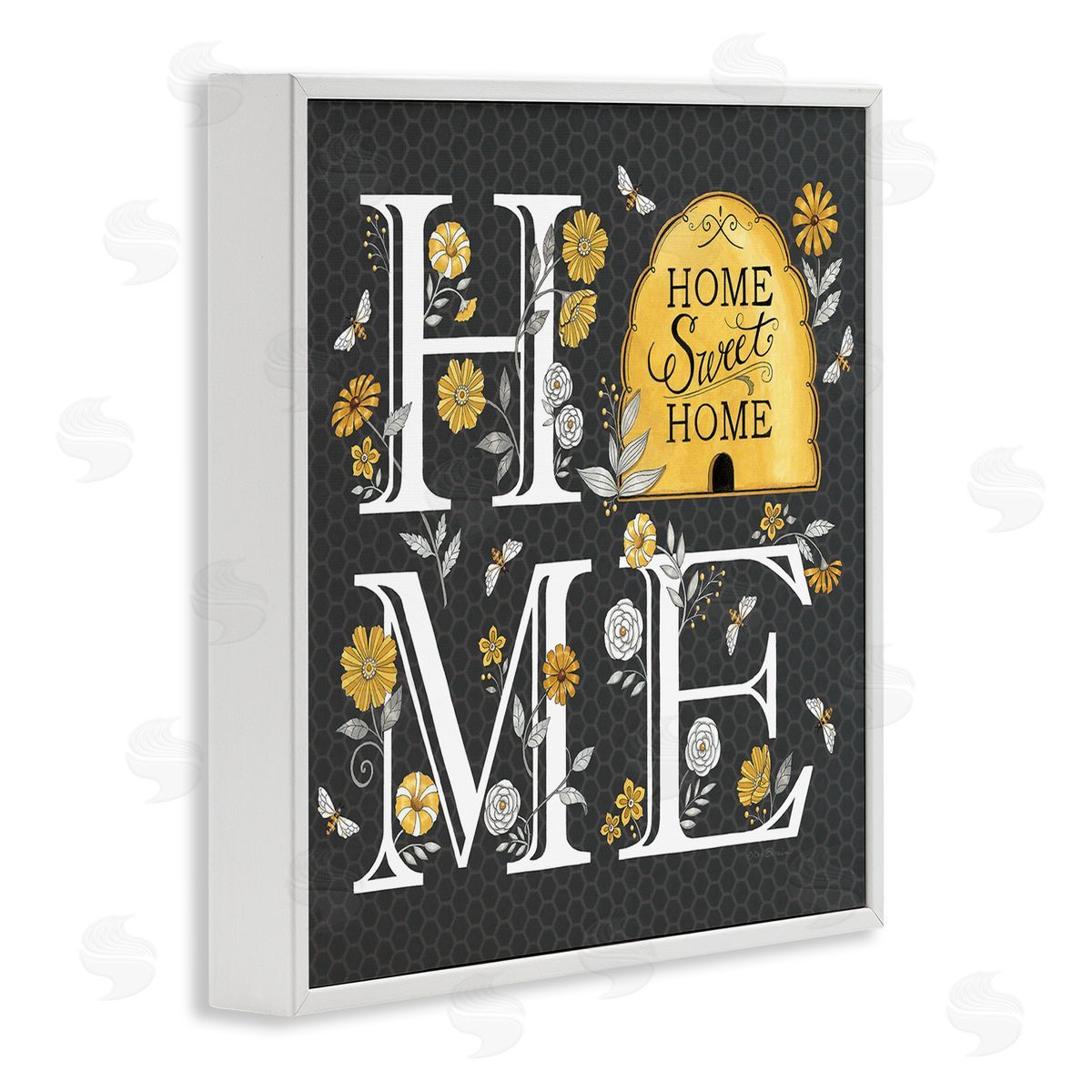 Deb Strain Hive Pattern Sweet Home Botanicals White Framed Glicee Wall Art Print
