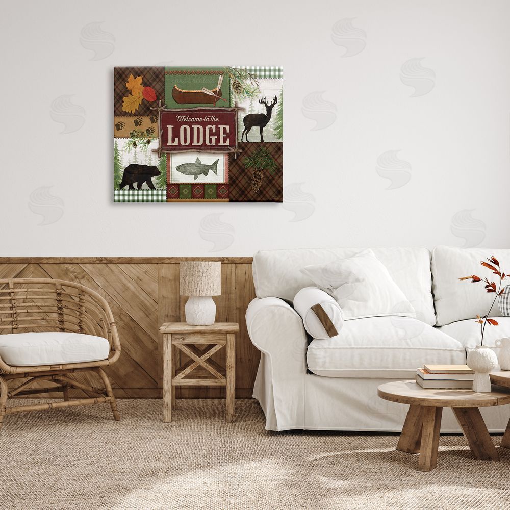 Mollie B. Welcome Lodge Plaid Wildlife Sign