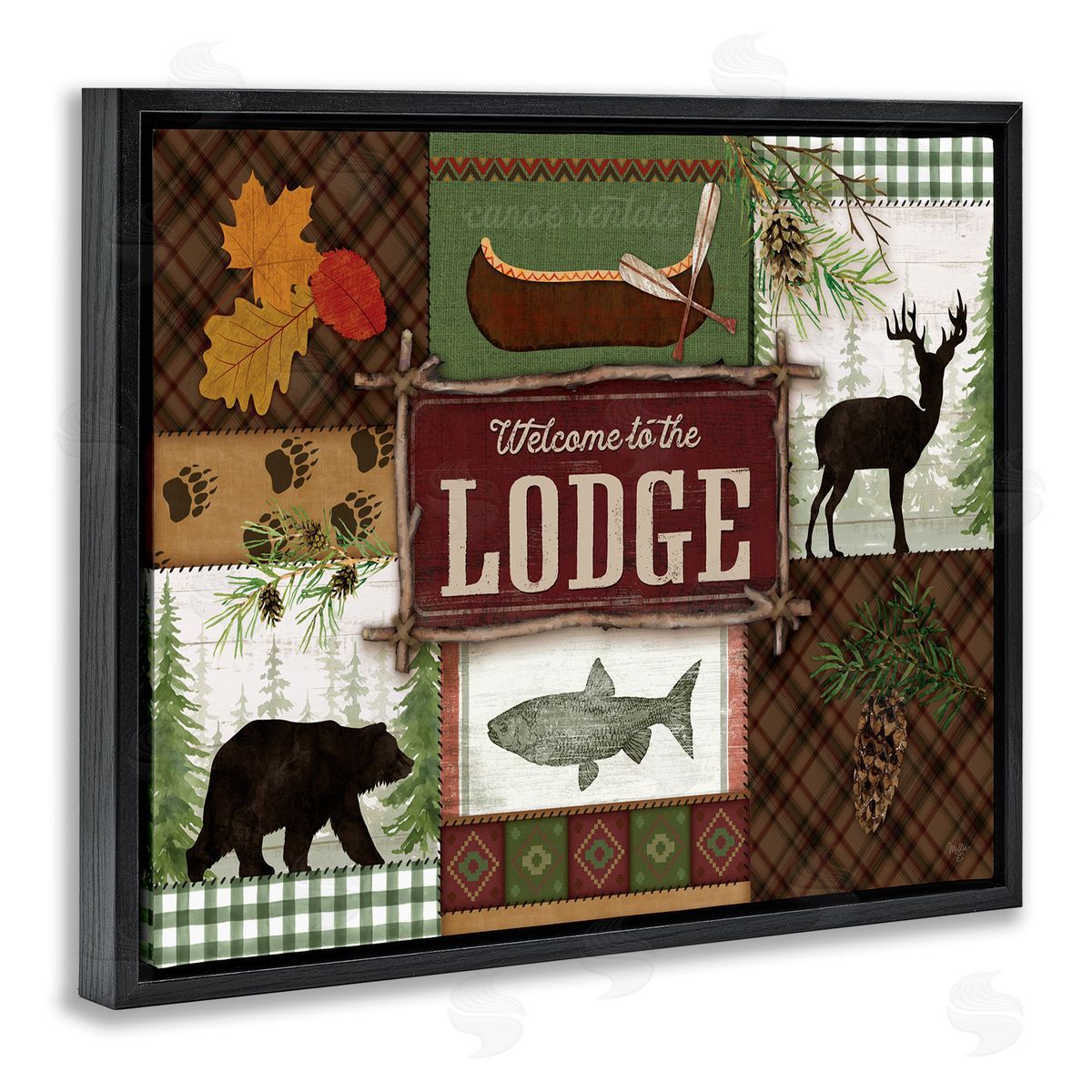 Mollie B. Welcome Lodge Plaid Wildlife Sign