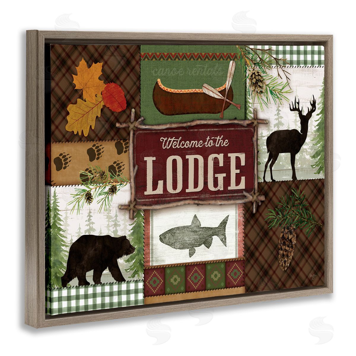 Mollie B. Welcome Lodge Plaid Wildlife Sign