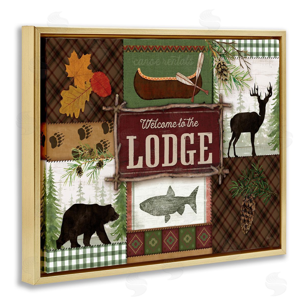 Mollie B. Welcome Lodge Plaid Wildlife Sign