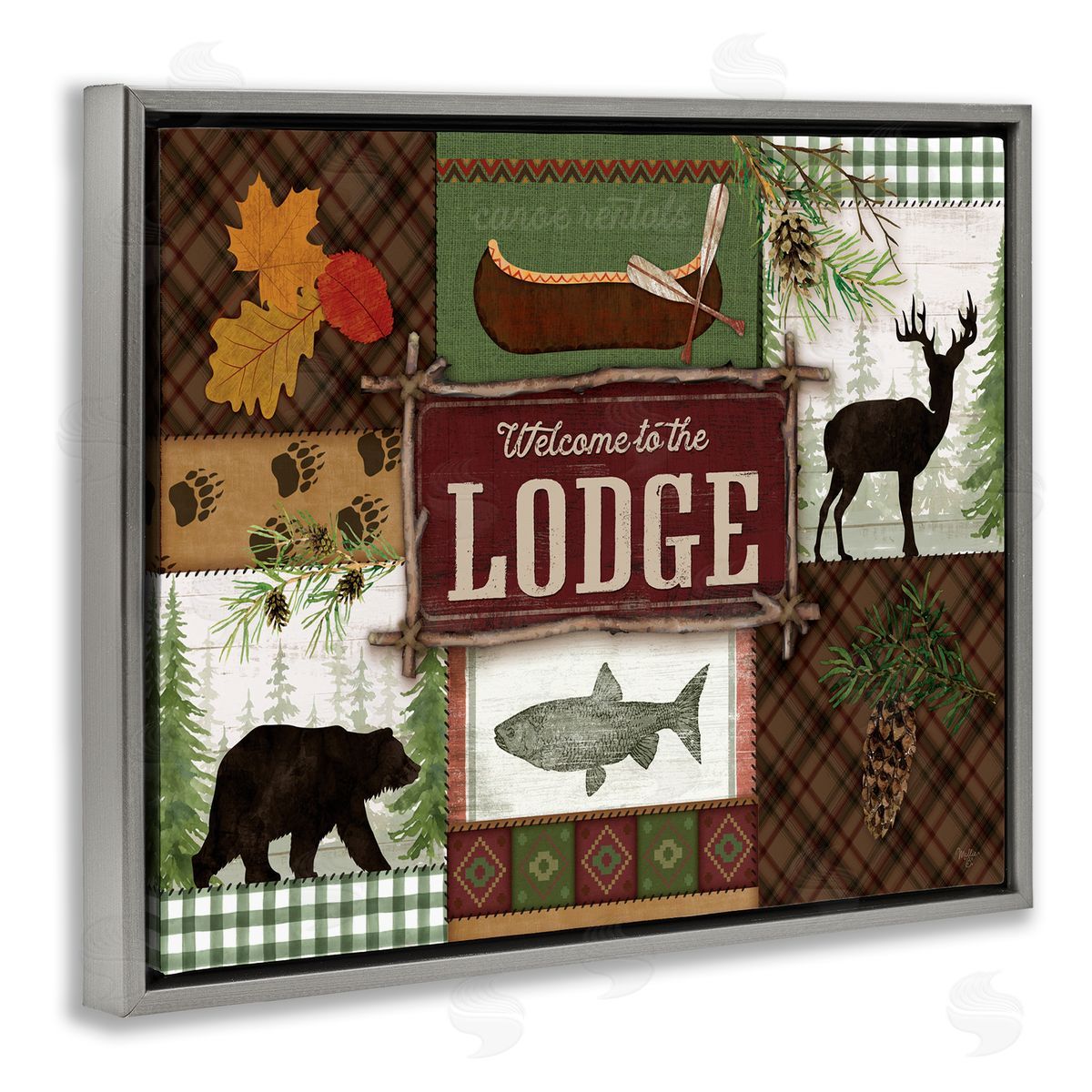 Mollie B. Welcome Lodge Plaid Wildlife Sign