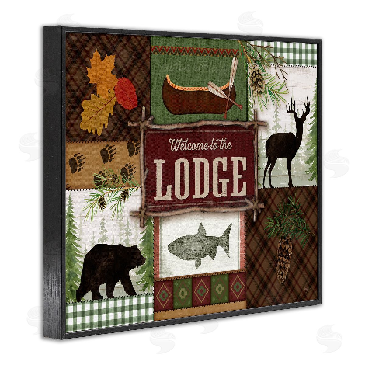 Mollie B. Welcome Lodge Plaid Wildlife Sign