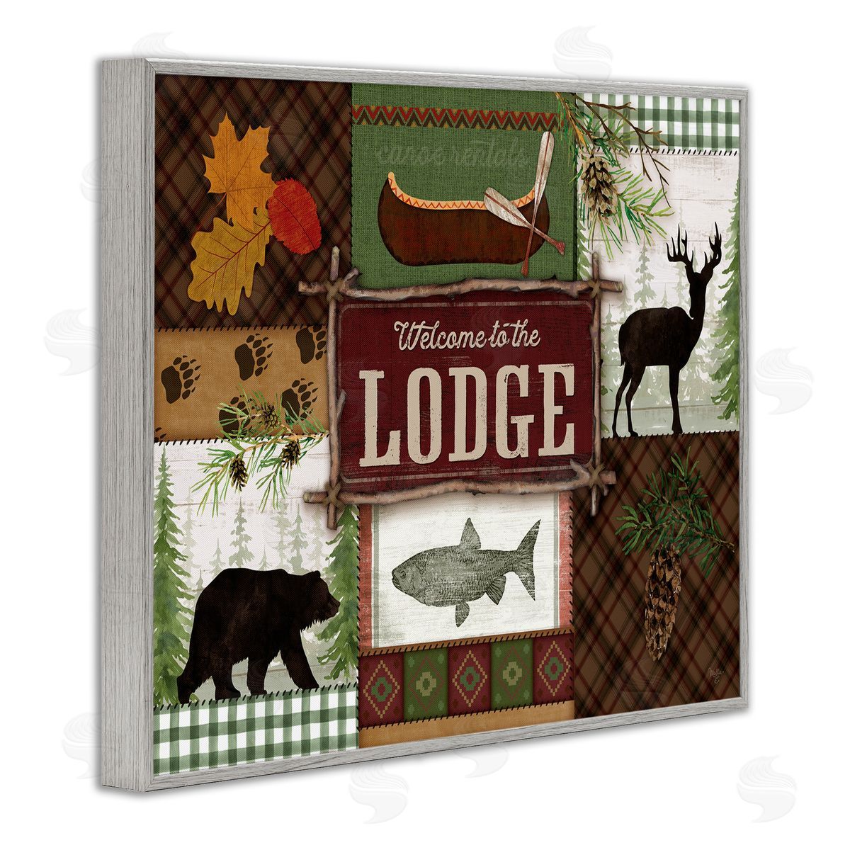 Mollie B. Welcome Lodge Plaid Wildlife Sign