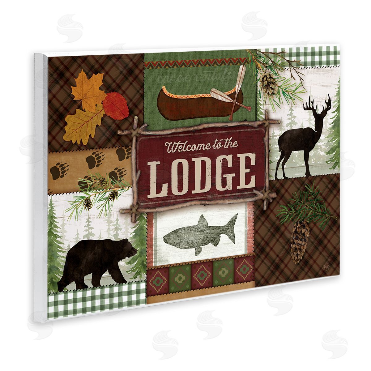 Mollie B. Welcome Lodge Plaid Wildlife Sign